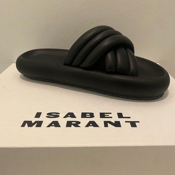 Isabel Marant Black Leather Niloo Puffy Sandal NWT - Picture 8 of 11